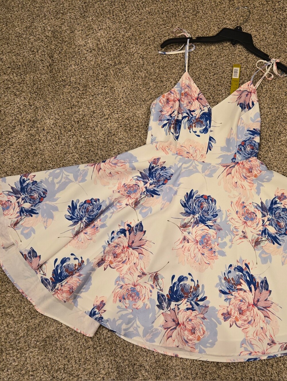 Gianni Bini White Dress with Pink & Blue Floral Print
